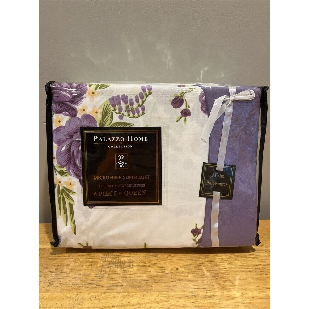 Palazzo Home Collection Deep-pocket, Wrinkle Free‎ Lavendar Floral Queen NEW